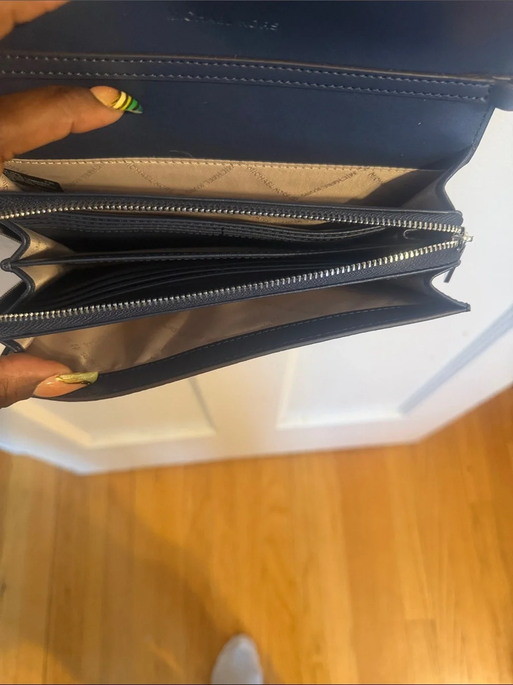 Michael Kors Black Crossbody Wallet with Two-Tone Strap
